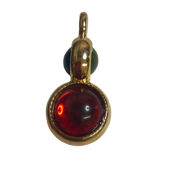 24 Gold-Tone Double-Sided Glass Charms With Red & Green Gem-Style Accents - Picture 3 of 5